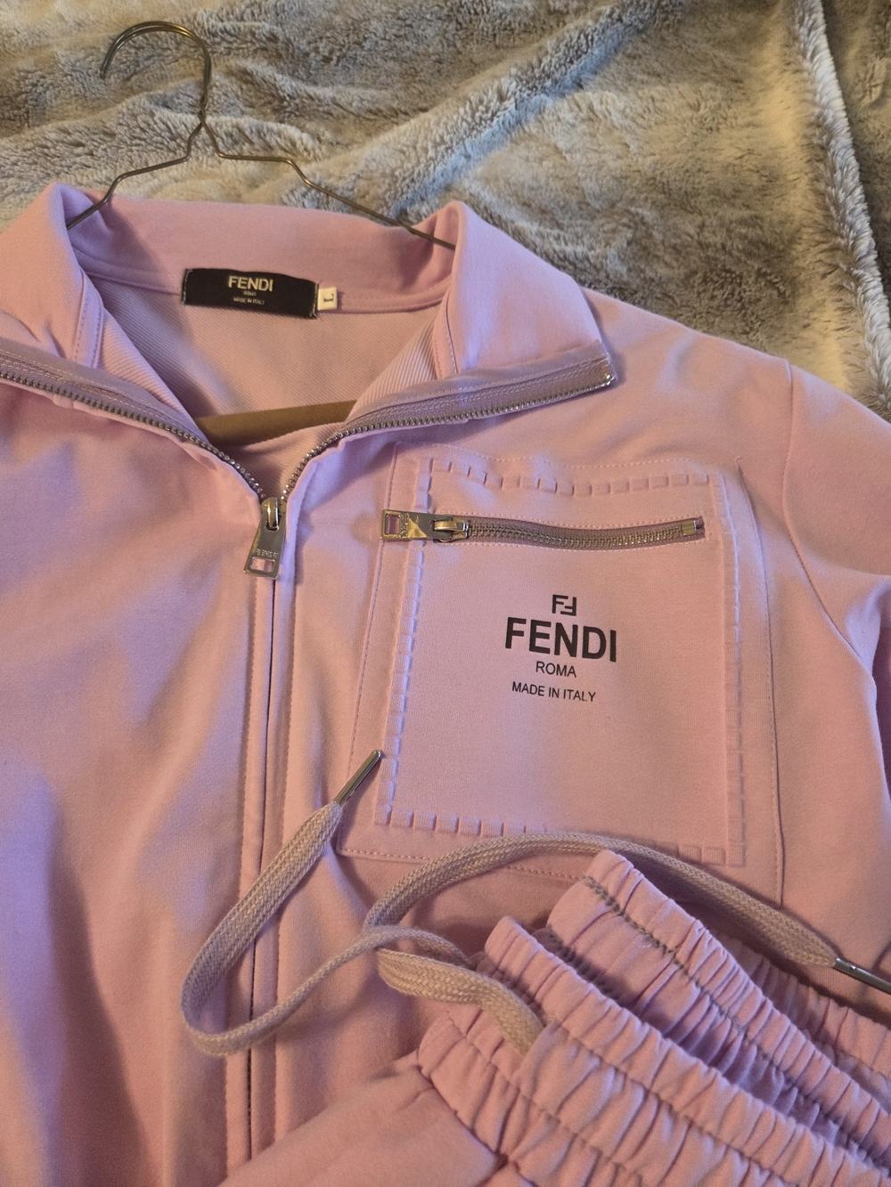 FF Women's Lilac Zip-Front Jacket And Logo Pants - Set